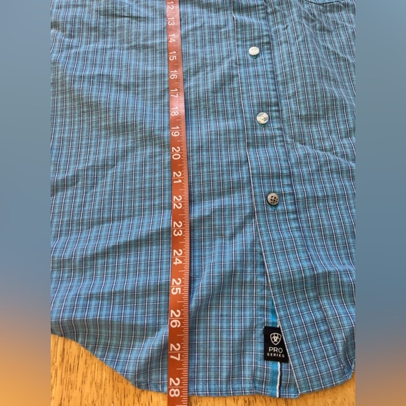 Ariat Pro Series Shirt Mens Small Blue Plaid Long Sleeve Button Vented *see Pics - Picture 10 of 11